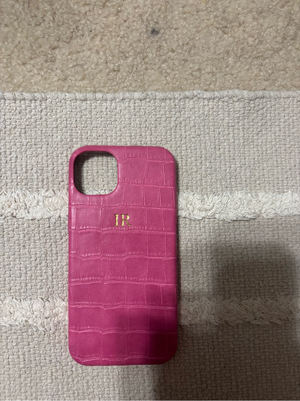 Pink Monogram iPhone Case - Hot Pink Faux Croc